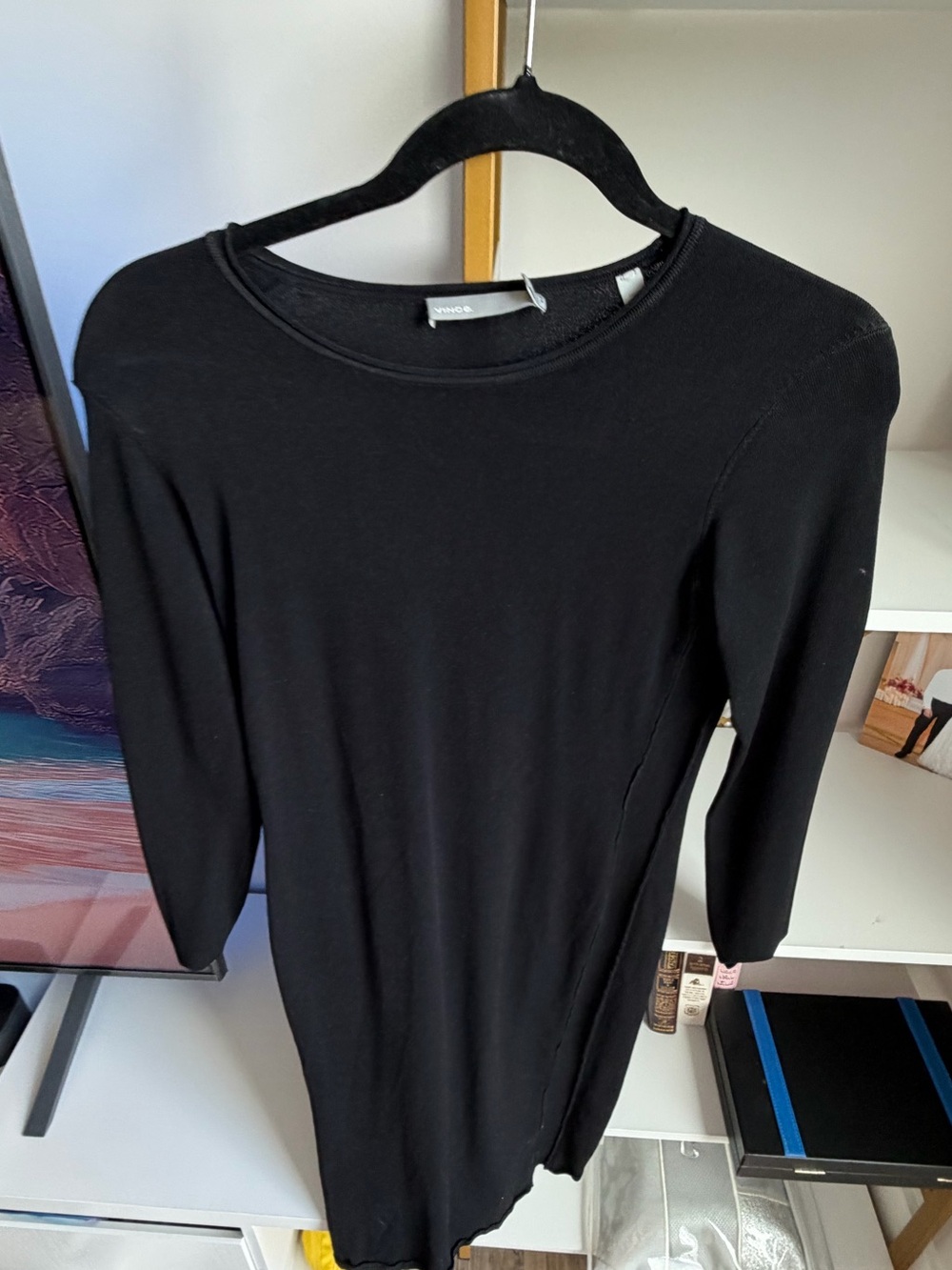 Vince Black Long Sleeve Crewneck Dress